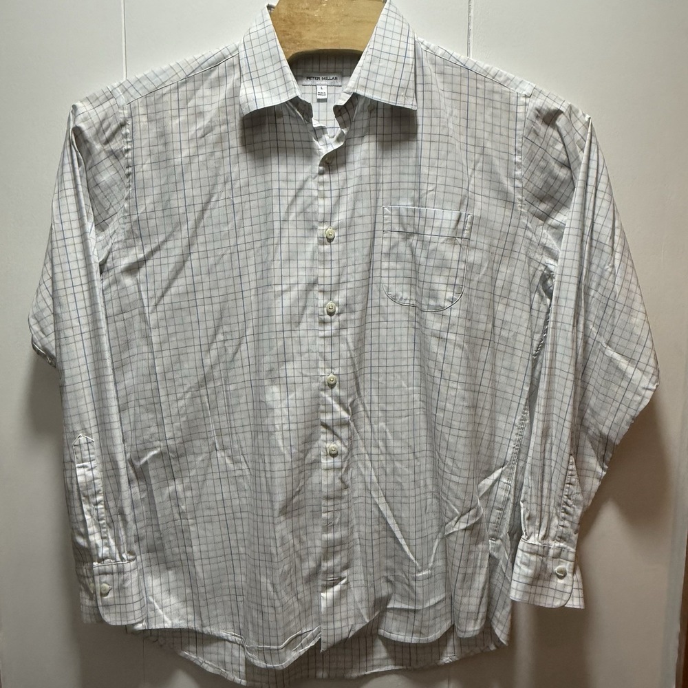 Peter Millar Shirt Mens‎ Size Large Gingham Button Down Performance Long Sleeve